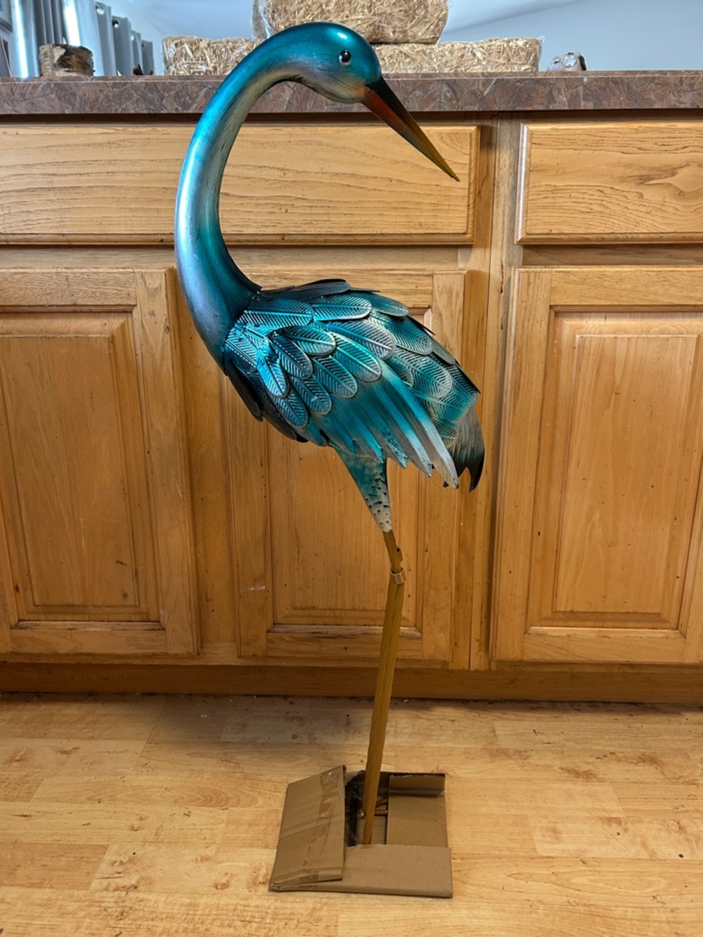 Evergreen Handcrafted Blue Heron Metal Statue-Life Size